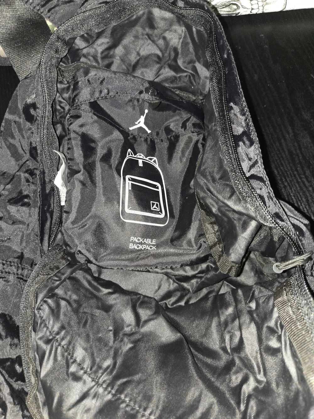 Jumpman Full Size Packable Backpack Travel Nylon Black Black